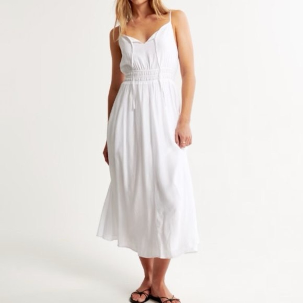 Abercrombie & Fitch Women's Crinkle Textured Smocked Waist Midi Dress Size Small